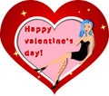 Valentine's postcard with the blue-haired girl