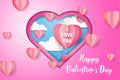 Love and valentine day card with hot air balloon. - Vector