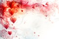 Valentines abstract illustration featuring whimsical red swirls and hearts. AI generated