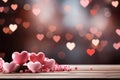 Valentines allure background with gifts, hearts, roses, and copy space