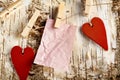 Valentines background with handcrafted hearts Royalty Free Stock Photo