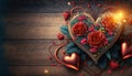 Valentines Background, Heart wood, Valentine day love Royalty Free Stock Photo