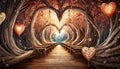 Valentines Background, Heart wood, Valentine day love Royalty Free Stock Photo