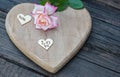 Valentines Background, wooden heart, rose, Valentine day love Royalty Free Stock Photo