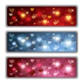 Valentines Banners with Colorful Shiny Hearts