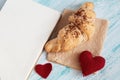 Valentines breakfast with croissant