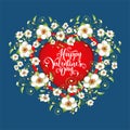 Valentines Card with apple flowers in the shape of heart - vector Royalty Free Stock Photo
