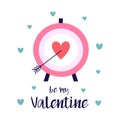 Valentines card of darts with heart on white Royalty Free Stock Photo