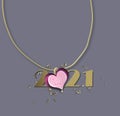 Valentines 2021 card with heart neckless