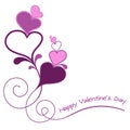 Valentines card with hearts violete