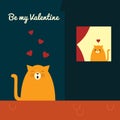 Valentines cat roof serenade Royalty Free Stock Photo