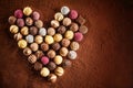 Valentines chocolate assortment in a heart shape