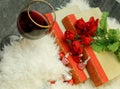 Valentines chocolate kisses, red wine,  red roses, reading books, white shag blanket/rug Royalty Free Stock Photo