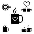 Valentines Coffee Mug Icon Set on White