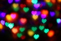 Valentines Colorful heart-shaped bokeh on black background lighting bokeh for decoration at night wallpaper valentine