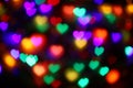 Valentines Colorful heart-shaped bokeh on black background lighting bokeh for decoration at night wallpaper valentine