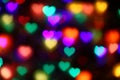 Valentines Colorful heart-shaped bokeh on black background lighting bokeh for decoration at night wallpaper valentine