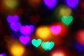 Valentines Colorful heart-shaped bokeh on black background lighting bokeh for decoration at night wallpaper valentine