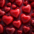 Valentines concept 3D rendering background with red hearts, love theme