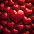 Valentines concept 3D rendering background with red hearts, love theme