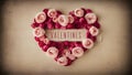 Valentines concept with soft pink roses border on vintage background Royalty Free Stock Photo