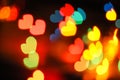 Valentines day abstract defocused bokeh background.Hearts and circles bokeh lights. Romantic blurred texture.Love concept Royalty Free Stock Photo