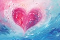 Valentines day abstract heart background, art painting illustration, watercolor swirl waves Royalty Free Stock Photo