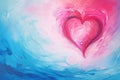 Valentines day abstract heart background, art painting illustration, watercolor swirl waves
