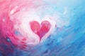 Valentines day abstract heart background, art painting illustration, watercolor swirl waves Royalty Free Stock Photo