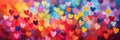 Valentines day abstract hearts background banner, art painting texture, acrylic brushstroke. Panoramic web header with Royalty Free Stock Photo