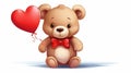 Valentines day background, abstract panorama background of a sweet teddy bear with red heart. Design for valentine card