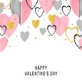 Valentines Day background with abstract pink hearts and place for text Royalty Free Stock Photo