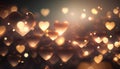 Valentines day background banne. Heart bokeh background, love concept