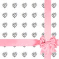 Valentines day background card ribbon with bow gift hearts text