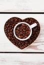 Valentines day background from coffee beans. Royalty Free Stock Photo