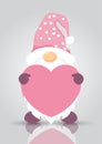 Valentines Day background with cute gonk holding a heart Royalty Free Stock Photo