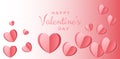 Valentines Day Background Design with Heart Stickers Scattered. Papers heart on white background Royalty Free Stock Photo