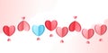 Valentines Day Background Design with Heart Stickers Scattered. Papers heart on white background Royalty Free Stock Photo