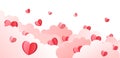 Valentines Day Background Design with Heart Stickers Scattered. Papers heart on white background Royalty Free Stock Photo