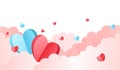 Valentines Day Background Design with Heart Stickers Scattered. Papers heart on white background Royalty Free Stock Photo