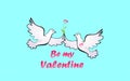 ValentineÃ¢â¬â¢s day background with flying pair of lovely doves. Concept for flyers, wedding invitation, posters, greeting card, ban Royalty Free Stock Photo