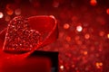 Red bokeh background. Red love concept background with defocused lights. Heart shape Royalty Free Stock Photo