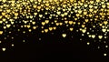 Valentines day background with glossy golden hearts on dark. Vector illustration