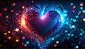 valentines day background with glowing hearts on bokeh background Royalty Free Stock Photo
