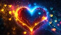 valentines day background with glowing hearts on bokeh background Royalty Free Stock Photo