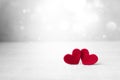 Valentines day background with handmade hearts on grey. Happy lovers day card,