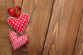 Valentines day background with handmade toy hearts Royalty Free Stock Photo