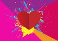 Valentines day background with heart and splatter. Vector illu