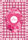 Valentines Day background with hearts and flowers. Greeting card, word Love Royalty Free Stock Photo