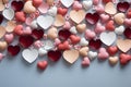 Valentines day background with hearts and flowers. Vector illustration Royalty Free Stock Photo